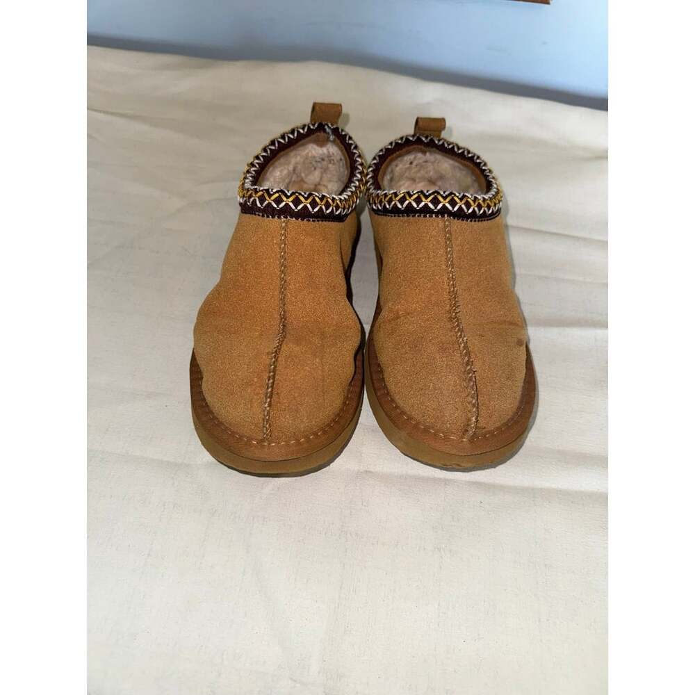 Tasman Slipper Chestnut Suede Shearling Embroidered Clog Women's Size 8